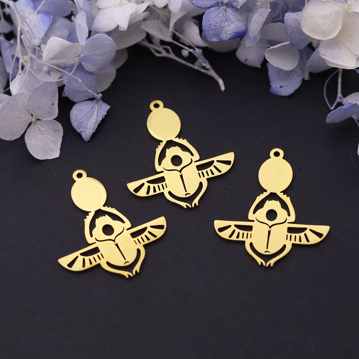 3Pcs Stainless Steel Sacred Scarab Beetle Charms Pendant for Jewelry Making DIY Bracelet Necklace Ethnic Vintage Accessories