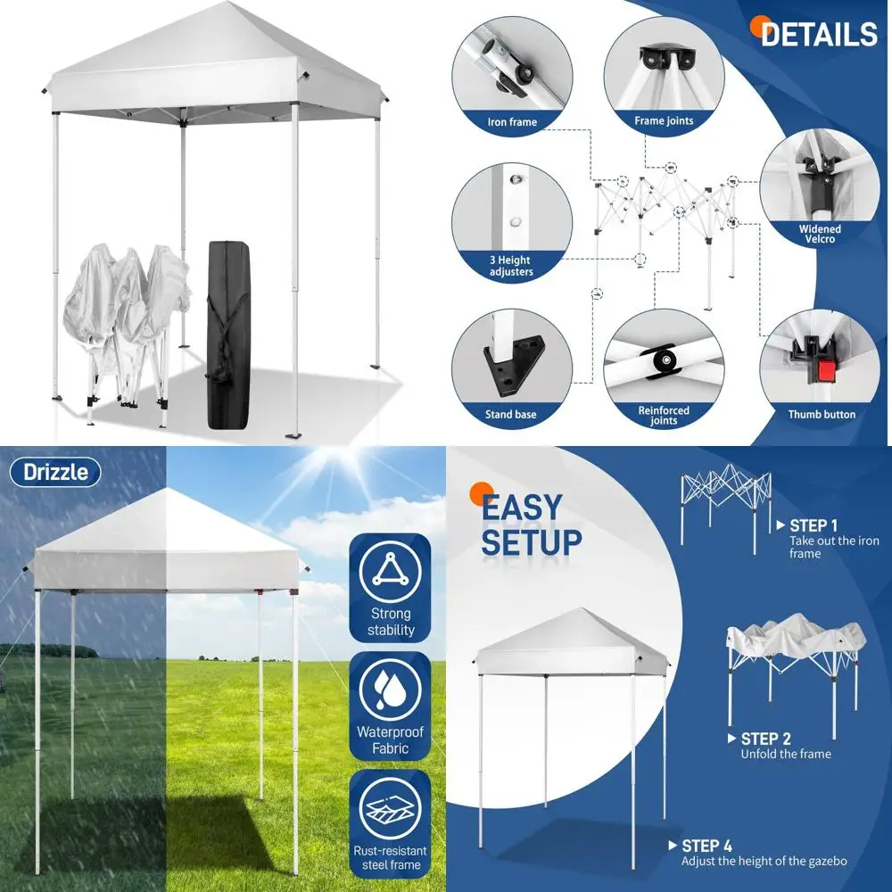 

Outvita 5x5 Pop Up Canopy Tent, Ez Up Outdoor Canopy Tent Instant Shelter with Carry Bag Straight Legs Patio Balcony Porch Backy