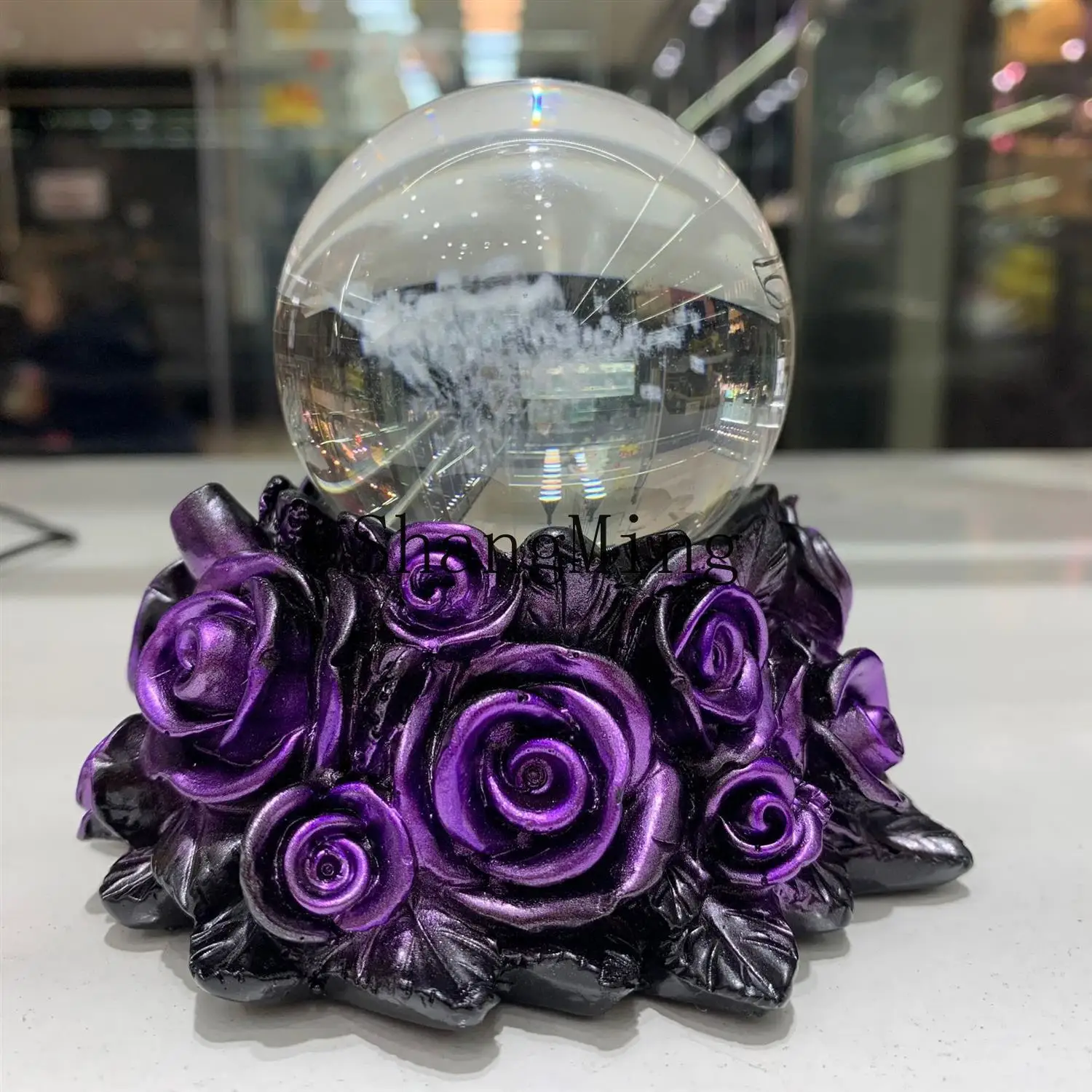 

CL rose crystal ball holder, resin handicraft ornament, jade ball holder home ornament