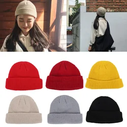 Women Men Solid Color Warm Knitted Brimless Hat Male Beanies Winter Autumn Hip Hop Skullcap Street Men Beanie Unisex Cap