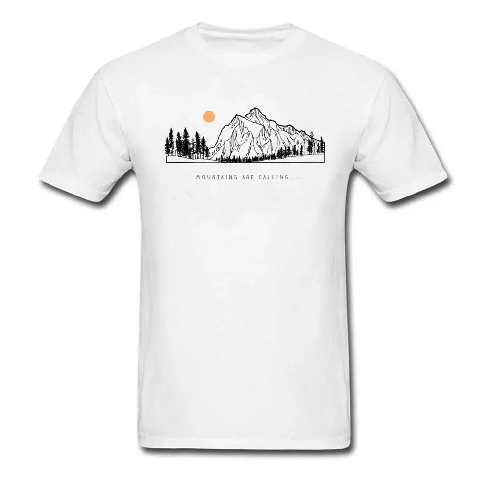 Tops Shirts Mountains are Calling Autumn Hot Sale Unique Short Sleeve Pure Cotton Round Neck Mens T-shirts Unique Tee Shirt