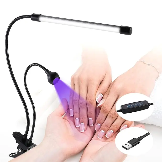 7W 2-in-1 UV Nail Lamp 10 Levels Brightness LED Mini Light 10 Levels Brightness 3 Modes 48W Power Clip-on Nail Dryer Gel X Nail
