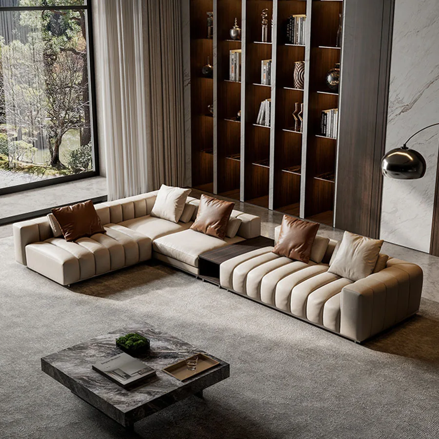 Luxury Beige Living Room Sofas Fabric Family Modern Sectional Living Room Sofas Velvet Confort Hotel Bedroom Muebles Furniture