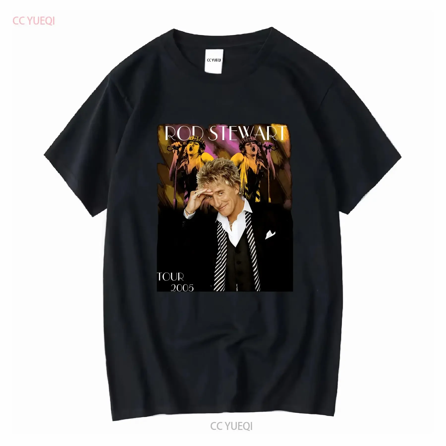 Camiseta Rod Stewart 2005 Great American Songbook Tour, Talla Grande, Estilo Desgastado, No es CD, Vintage, Lavada, Elástica y Transpirable
