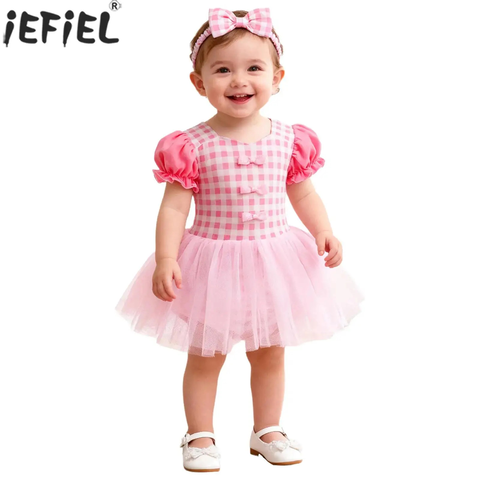 

Короткий комбинезон-платье для маленьких девочек с пышными рукавами и принтом, балетный костюм-пачка с повязкой на голову, костюм для Хэллоуина, карнавала, дня рождения