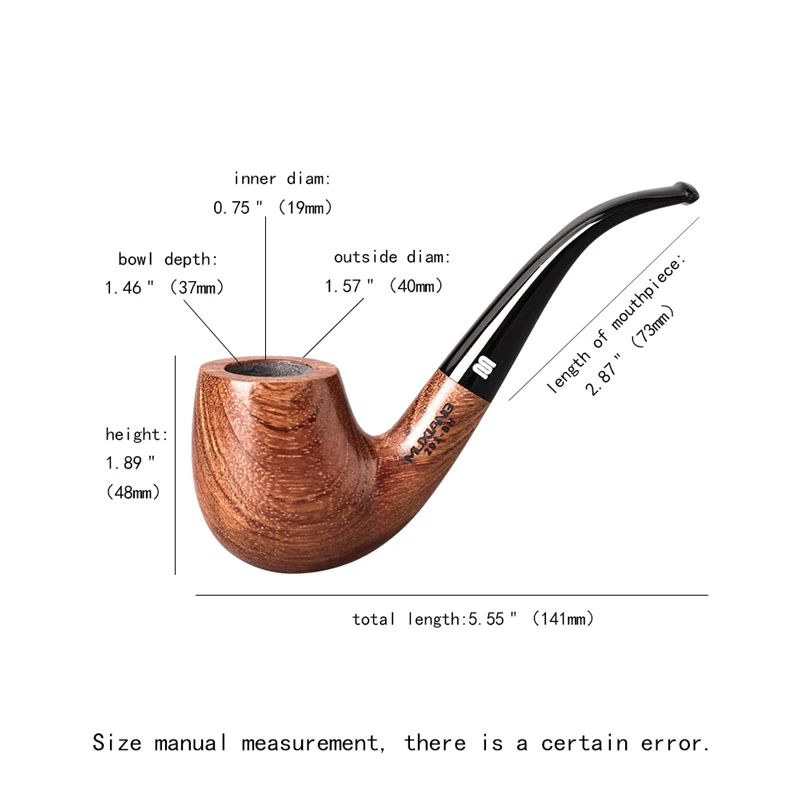 Wooden Rosewood Smoking Pipe Set for Men, Tobacco Tube, Wood with 9mm Filter, Smoking Tool, Gift, 2 in 1, 1 PC, 2PCs