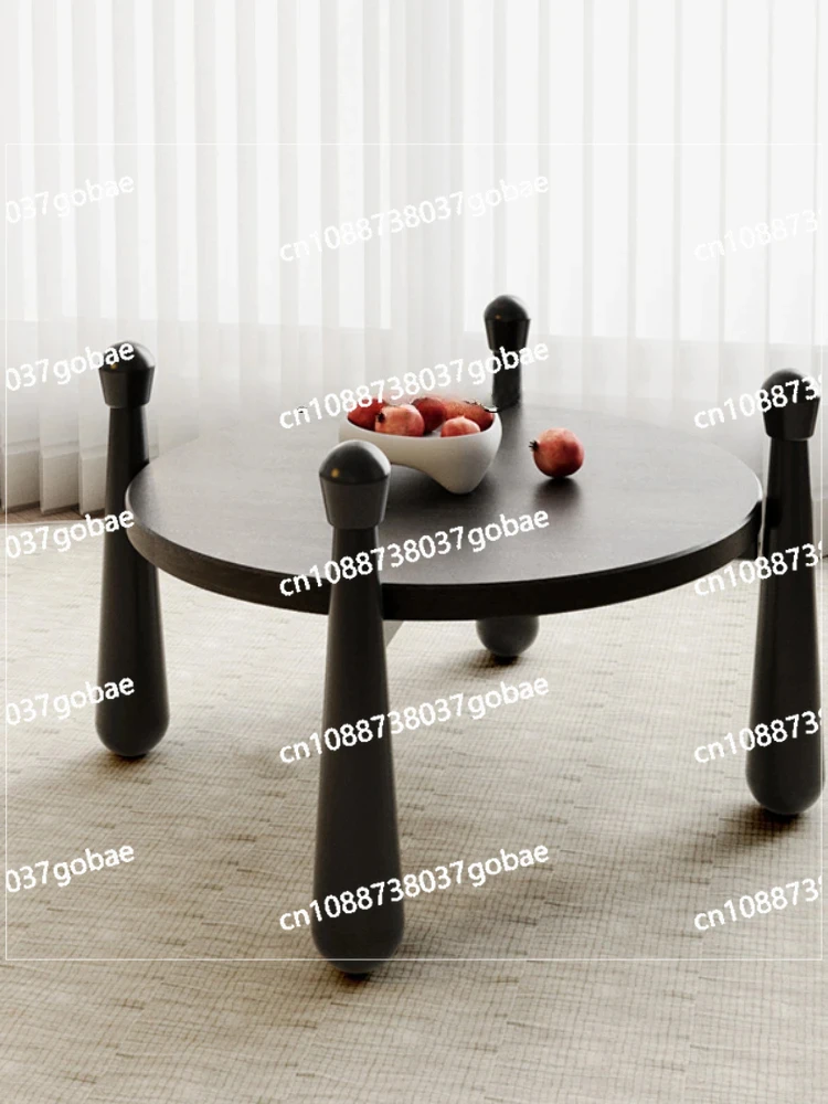 ZK round Coffee Table Solid Wood Living Room Small Apartment Stylish Teapoy Chinese Style