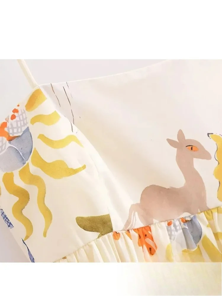 KONDALA Vintage Fiore Stampa Vestito Delle Donne Della Chiusura Lampo Cami Senza Maniche Abito di Sfera Abiti di Nuovo Modo 2024 Estate Boho Beach Dress