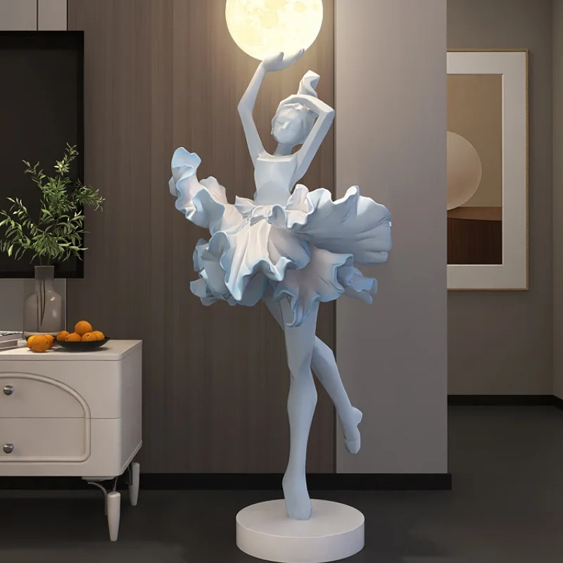 Italian Abstract Ballet Girl Art Floor , Creative Resin Sculpture Ornament for Hotel Lobby Home Decoration