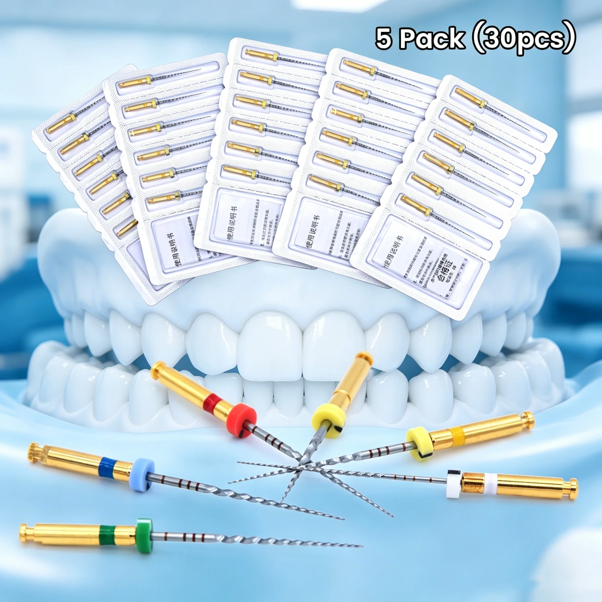 SOCO SC 5 Pack (30pcs) E-FLEX Dental Heat Activated Canal Root Files COXO Dentist Tools Rotary Files Endondontic Root Canal Tool