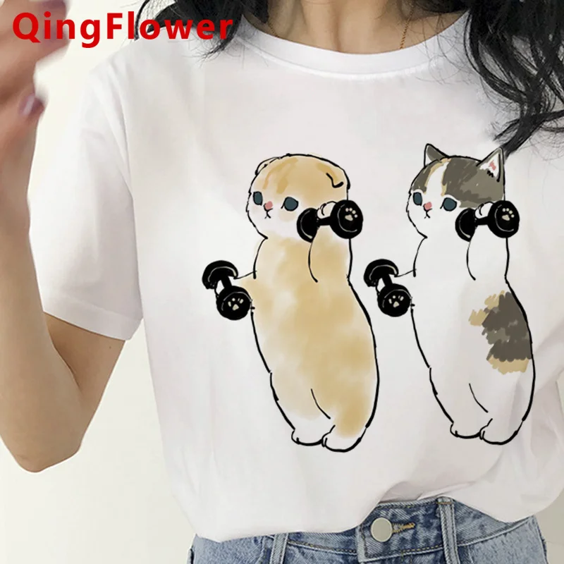 Cat t-shirt tshirt women casual aesthetic japanese white Korea t shirt white t shirt harajuku