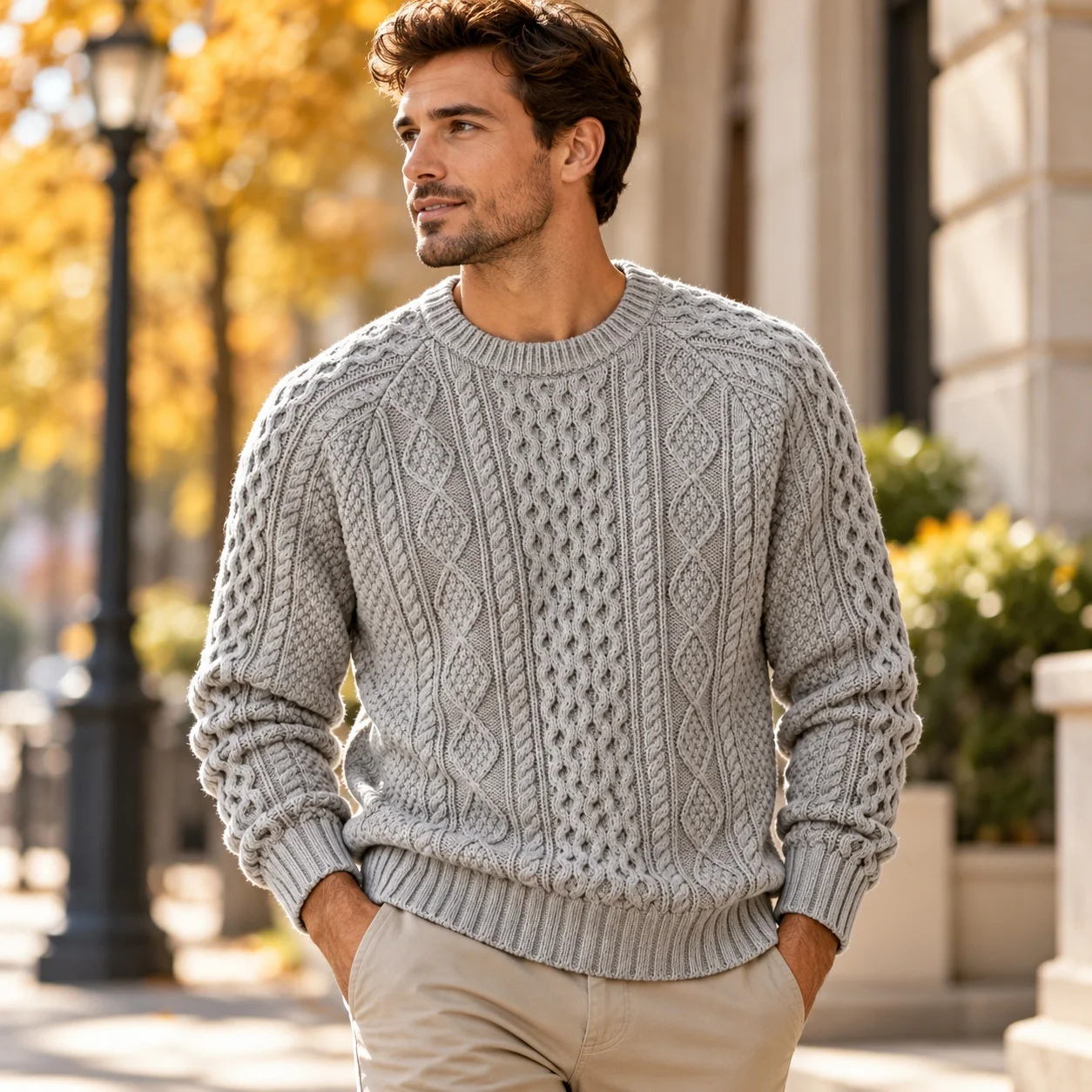 Long Sleeve Top Casual Relaxed Fit Simple with Pullover Style Spring and Autumn Sweater Crew Neck Simple Style Men Sweaters