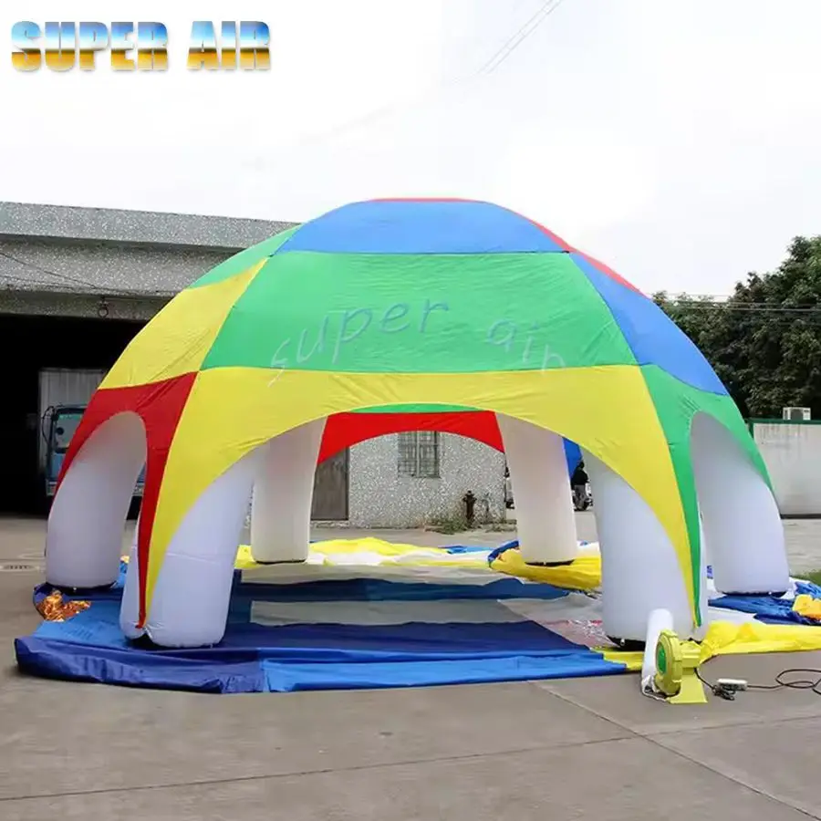 2025 colorful splice type inflatable dome tent customizable inflatable spider tent for outdoor activity