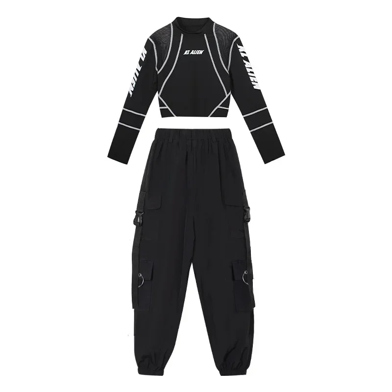 ZZL K-PoP Ropa Trajes de baile de jazz para niñas, Baile callejero para niños, Conjuntos de actuación para niños de Hip Hop, Uniformes de práctica