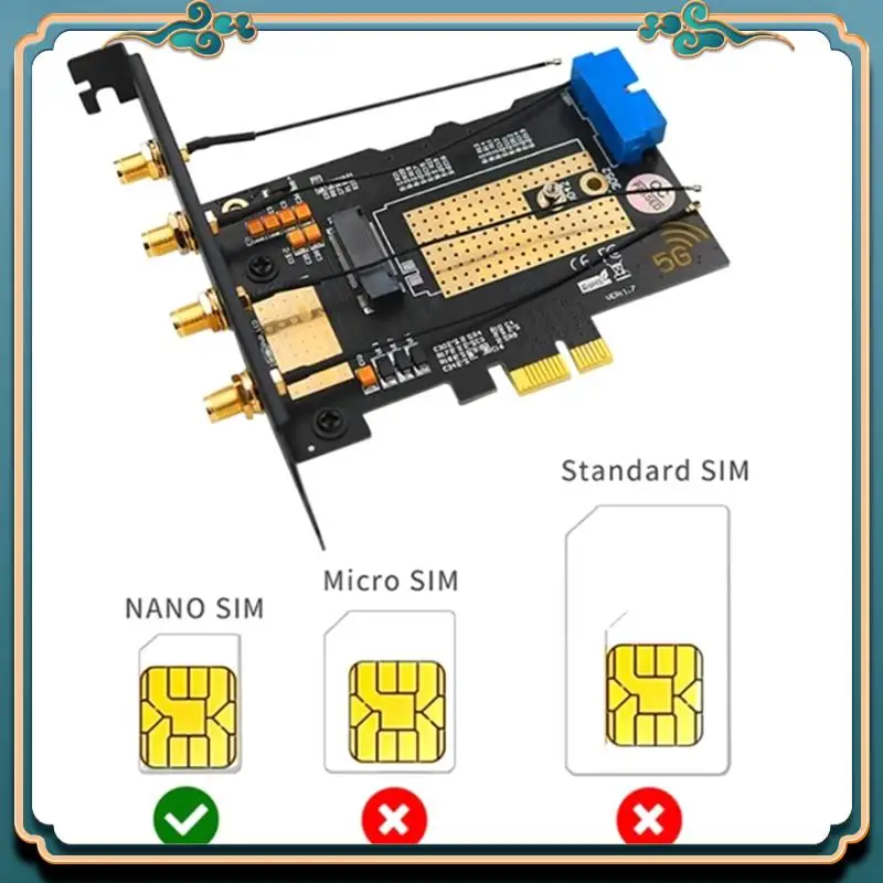ABJG-M.2 Scheda adattatore scheda USB 3.0 e Pcie 5G Dual Bus 5G-WWAN chiave B, scheda adattatore desktop con 4 antenne Slot SIM Installazione semplice
