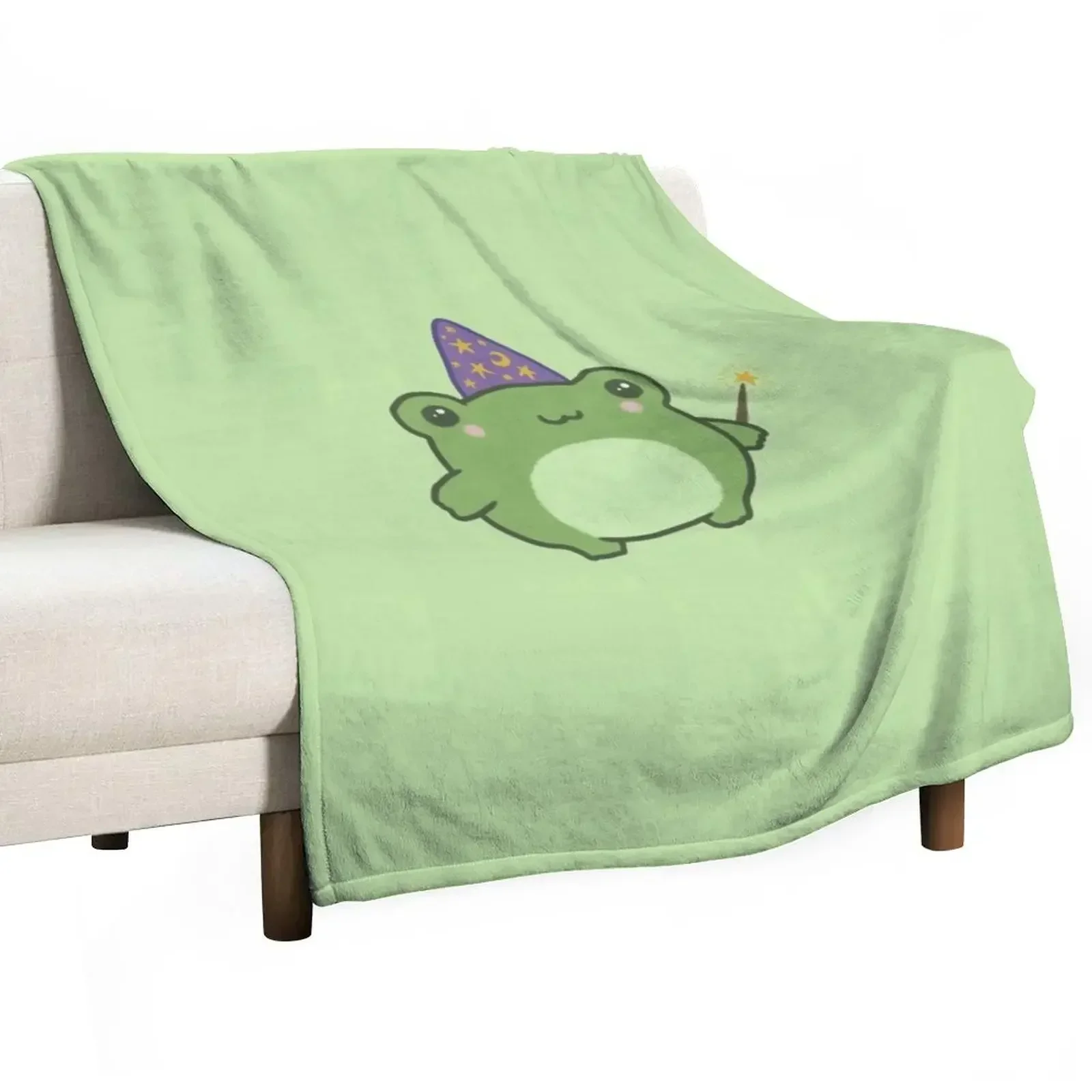 

Chubby Frog Wizard: Cottagecore Kawaii Toad with Magic Wand, Purple Cap, Ideal Fantasy Gift for Teens and Kids Throw Blanket