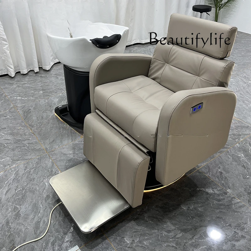 

High-end barber shop multi-functional electric shampoo bed semi-full lying shampoo and cutting integrated flush bed