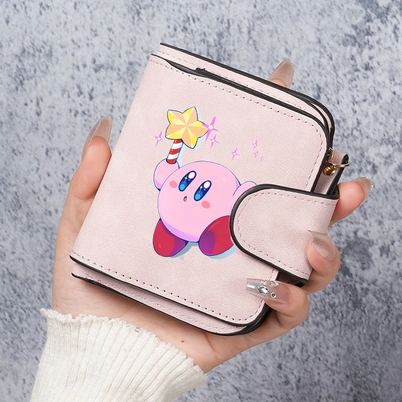 Kirbys Short Wallet Women Folding Wallets Female Card Bag Cartoon Money Bag Girl Cute Coin Purse Portable Credit Card Holder view 5
