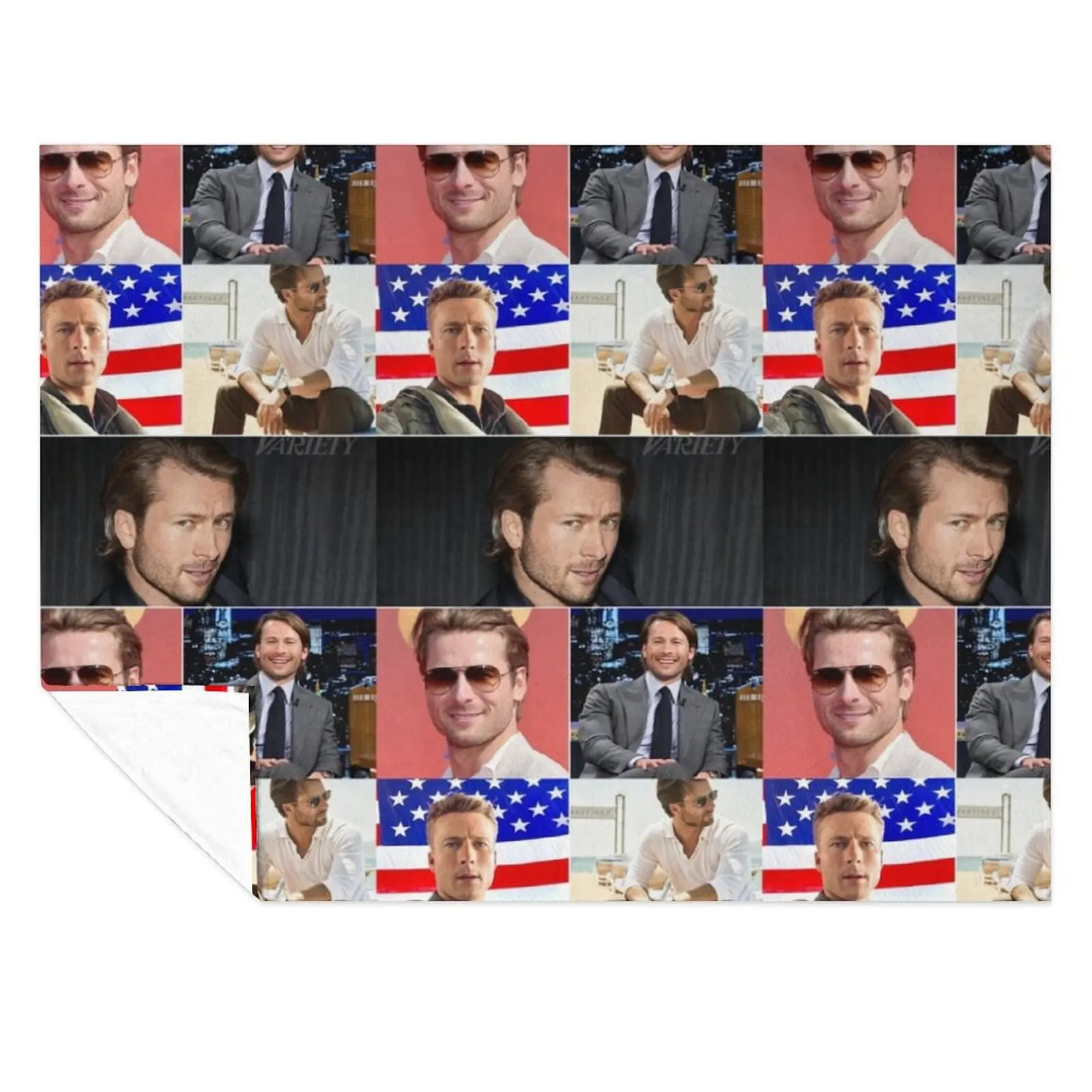 

Glen Powell American actor Cool Photos Compilation Collage - 1 Throw Blanket Thermals For Travel Cute warm winter Blankets