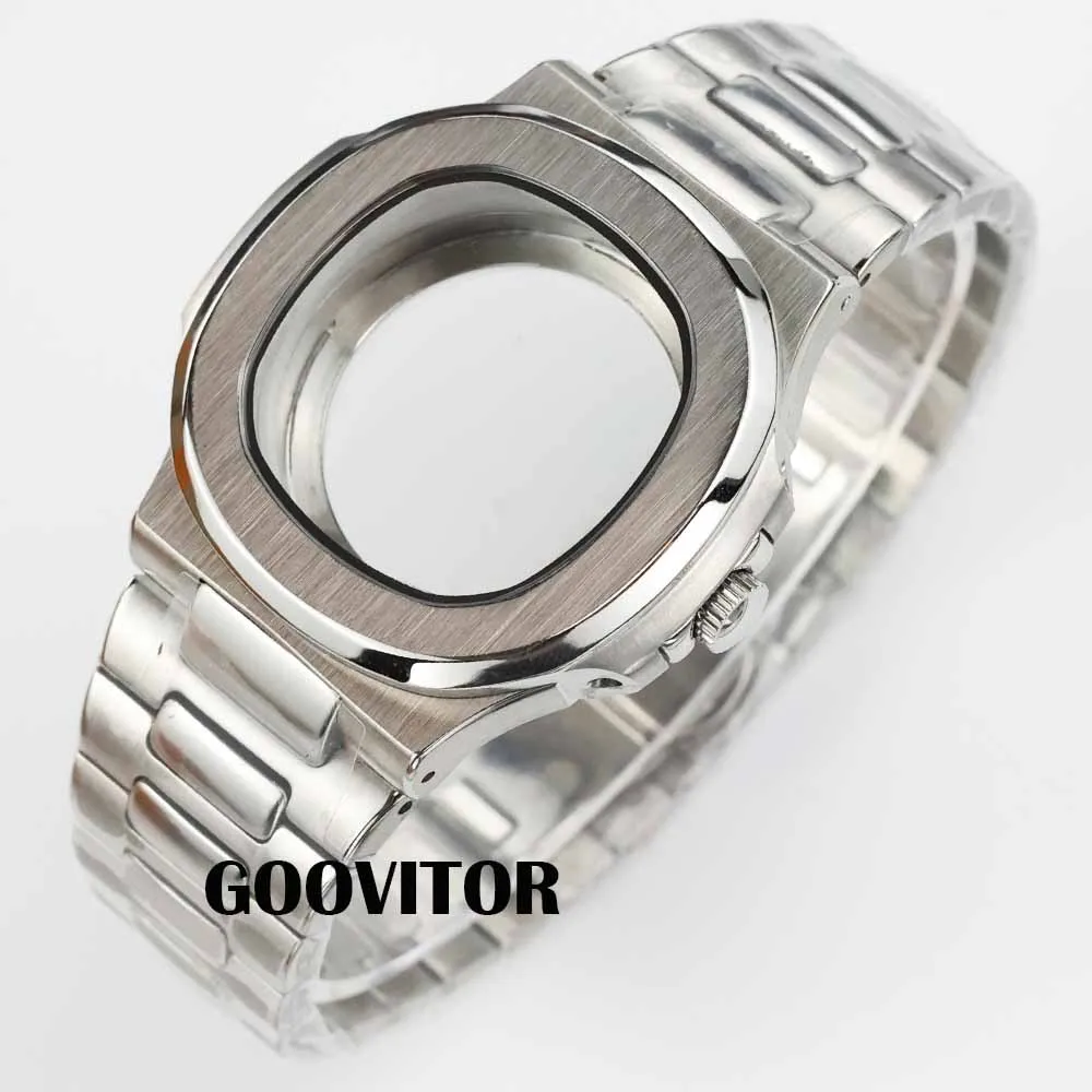 

40mm Square NH35 Case Silver for NH35 NH36 NH38 movement 30.5mm dial Nautilus Watch Case Waterproof 316L Stainless steel Strap