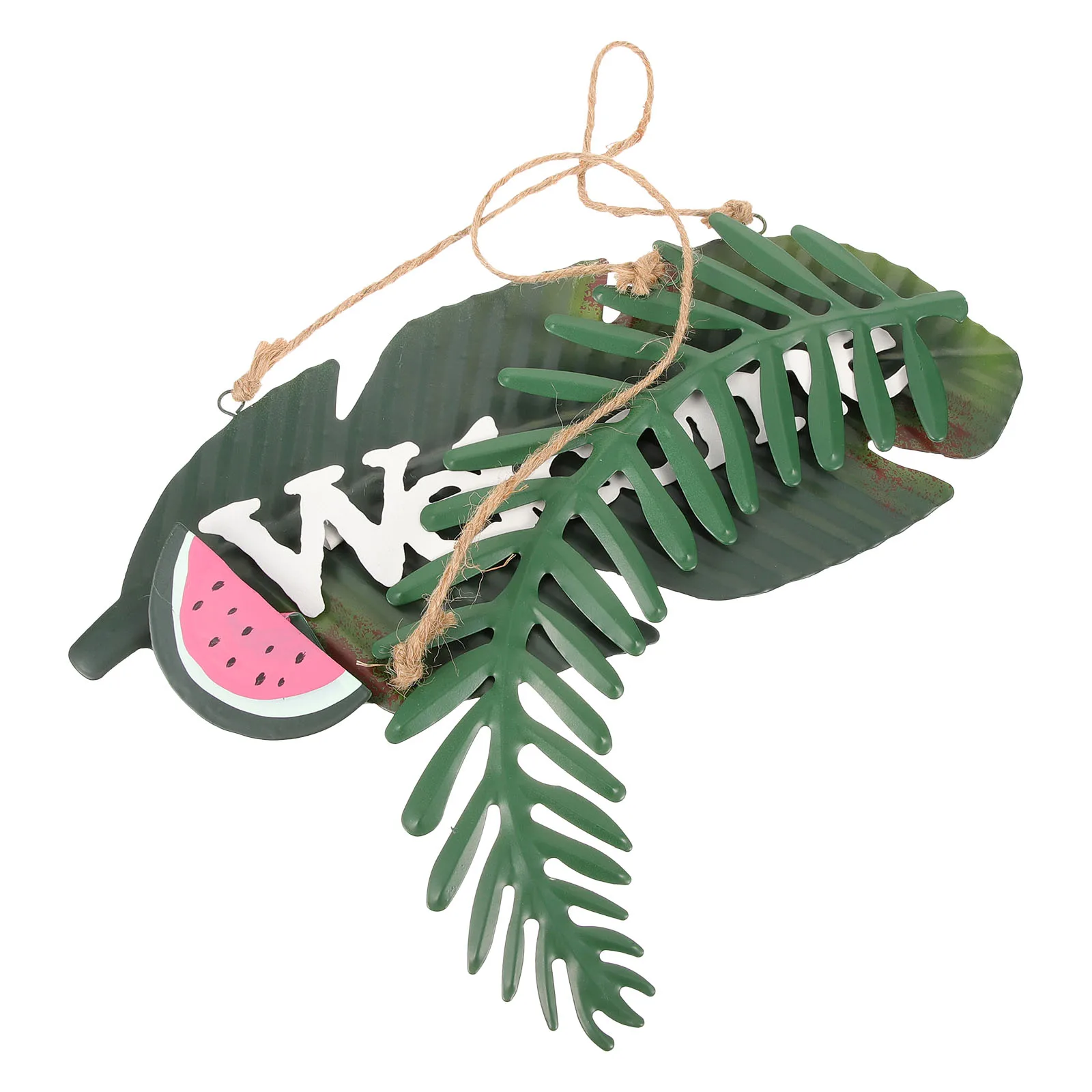 

2 Pcs Beach House Welcome Party Pendant Door Iron Wall Hanging House Door Hanging Sign Plaque TropicalGrass Sign