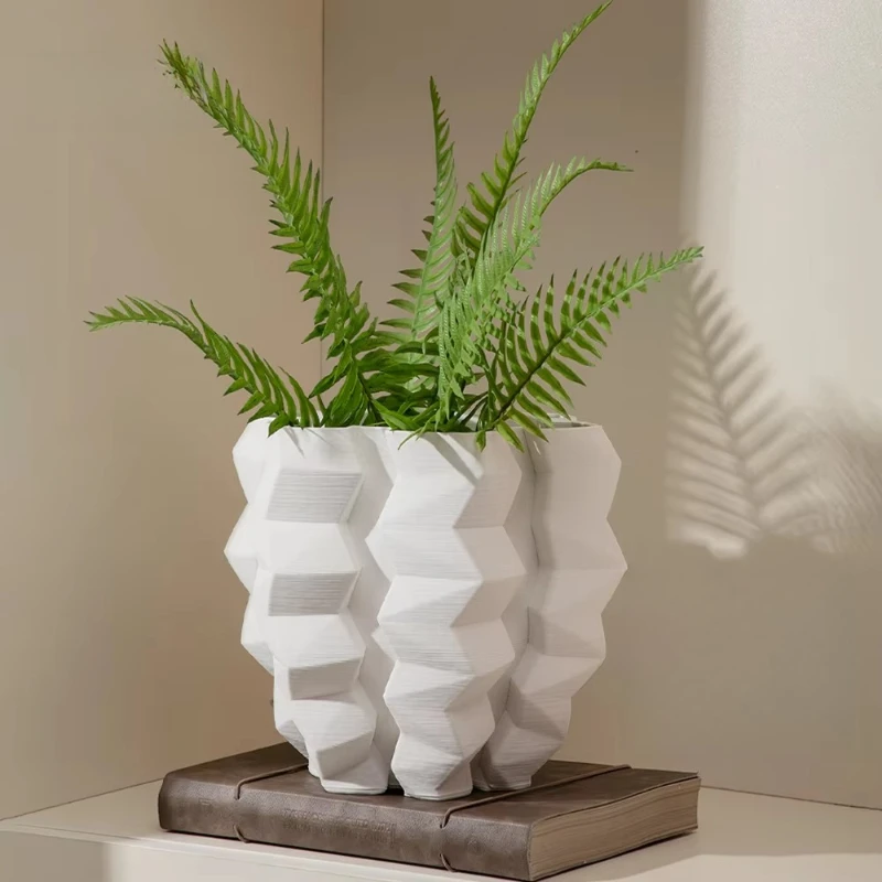 

3D Printed Vase Home Decor Modern Abstract Shape White Vase
