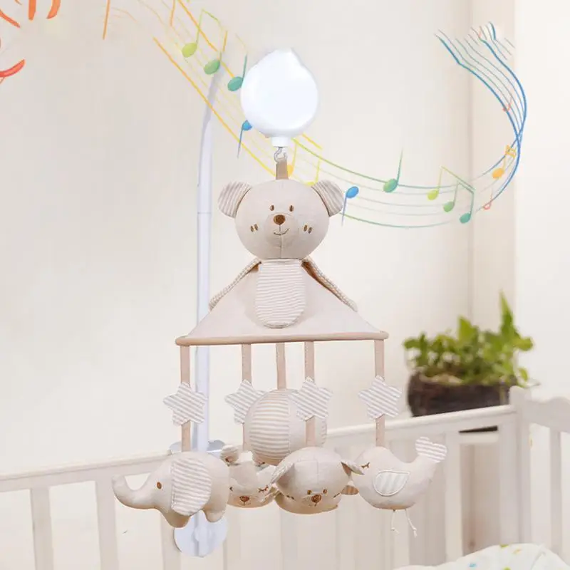 Bear Crib ponsel hewan lucu pembibitan Mobile untuk Crib ramah kulit Crib Mobile Spinner dengan menenangkan Lullaby untuk anak perempuan 0-6