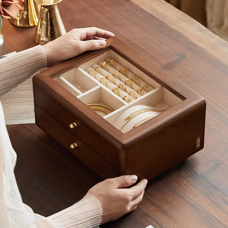 

Многослойная шкатулка для драгоценностей из массива ореха, современный дизайн, мебель для дома для спальни, гостиной, дома, офиса, кухни, улицы