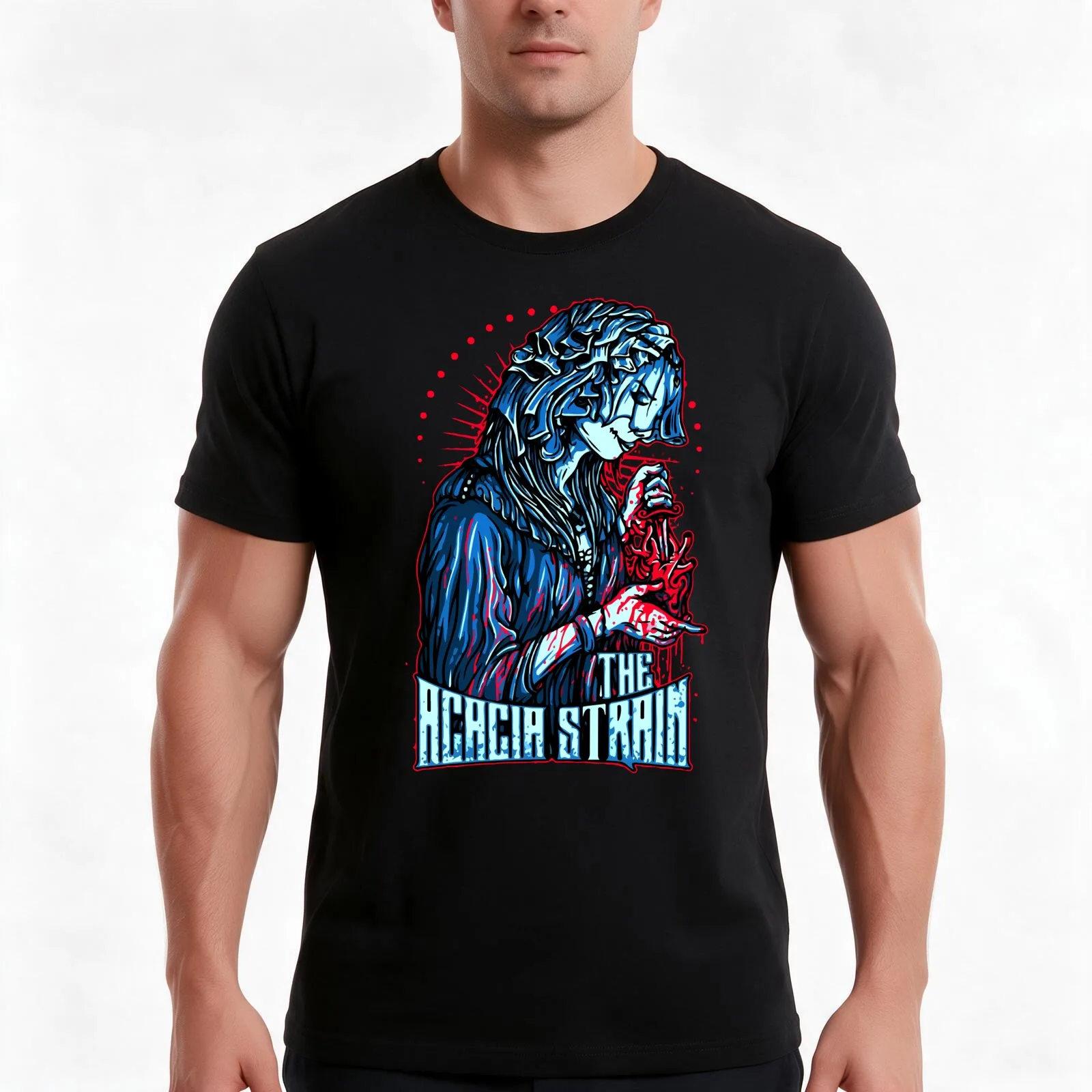 The Acacia Strain Merch T-Shirt, Summer Casual Cotton Tee, Oversized Streetwear Tops, Vintage Graphic Print, Unisex Men Women