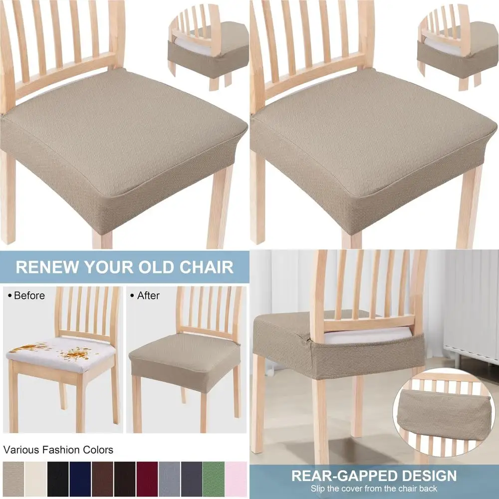 

Эластичные чехлы для стульев из жаккарда, набор из 8 штук, съемные, моющиеся, защитные чехлы для обеденных стульев, цвет тауп