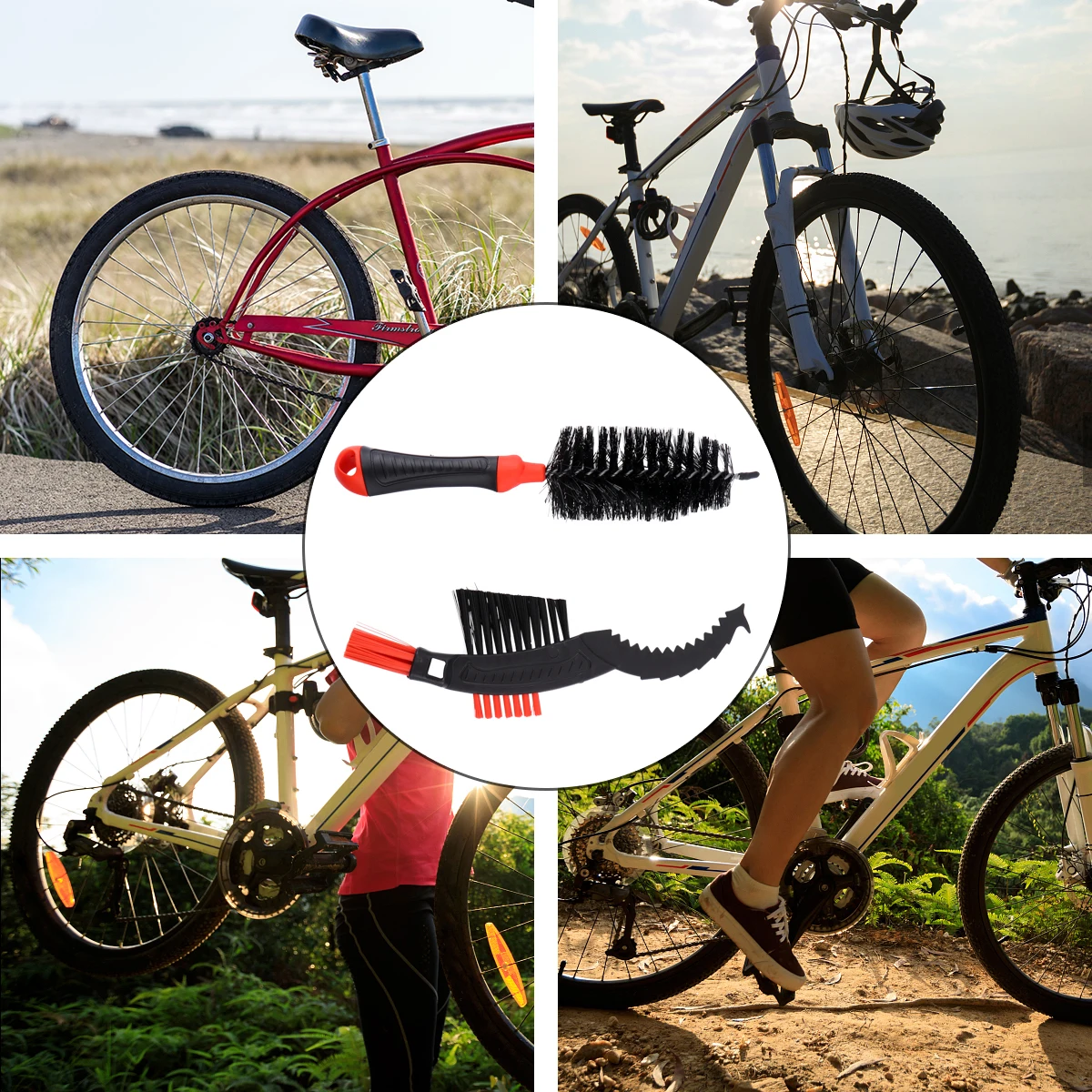 

2 Pcs Tire Brush Set Bike Chain Cleaning Device Kit Nylon Cleaner for Bicycles Mountain Folding Reliable Durable 360 Degree