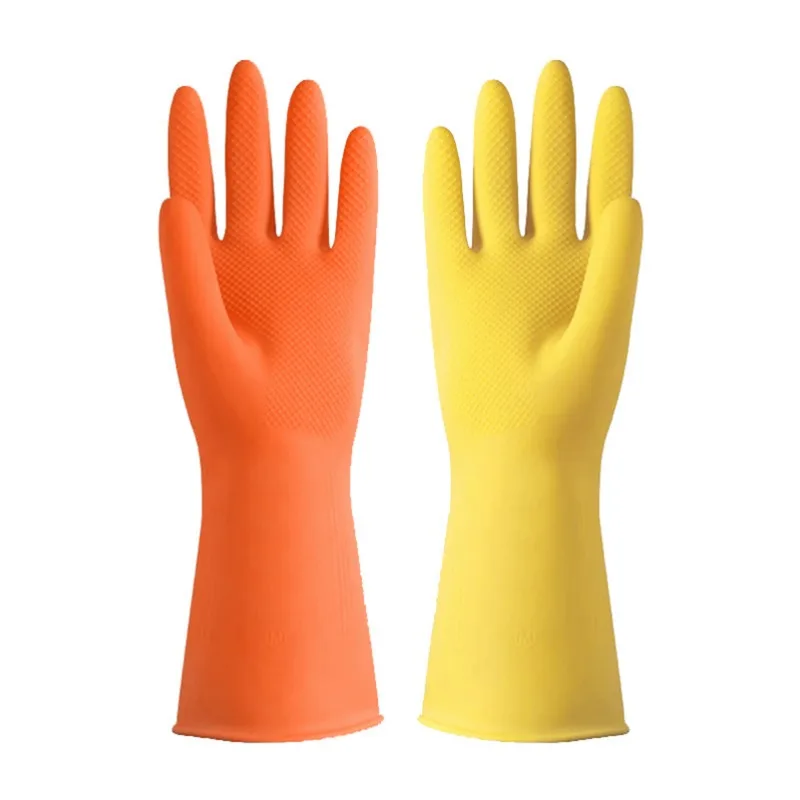 

2PCS Thickened Latex Rubber Cleaning Gloves Acid Resistant Reusable Household Gloves for Kitchen Dishwashing Laundry Bathroom