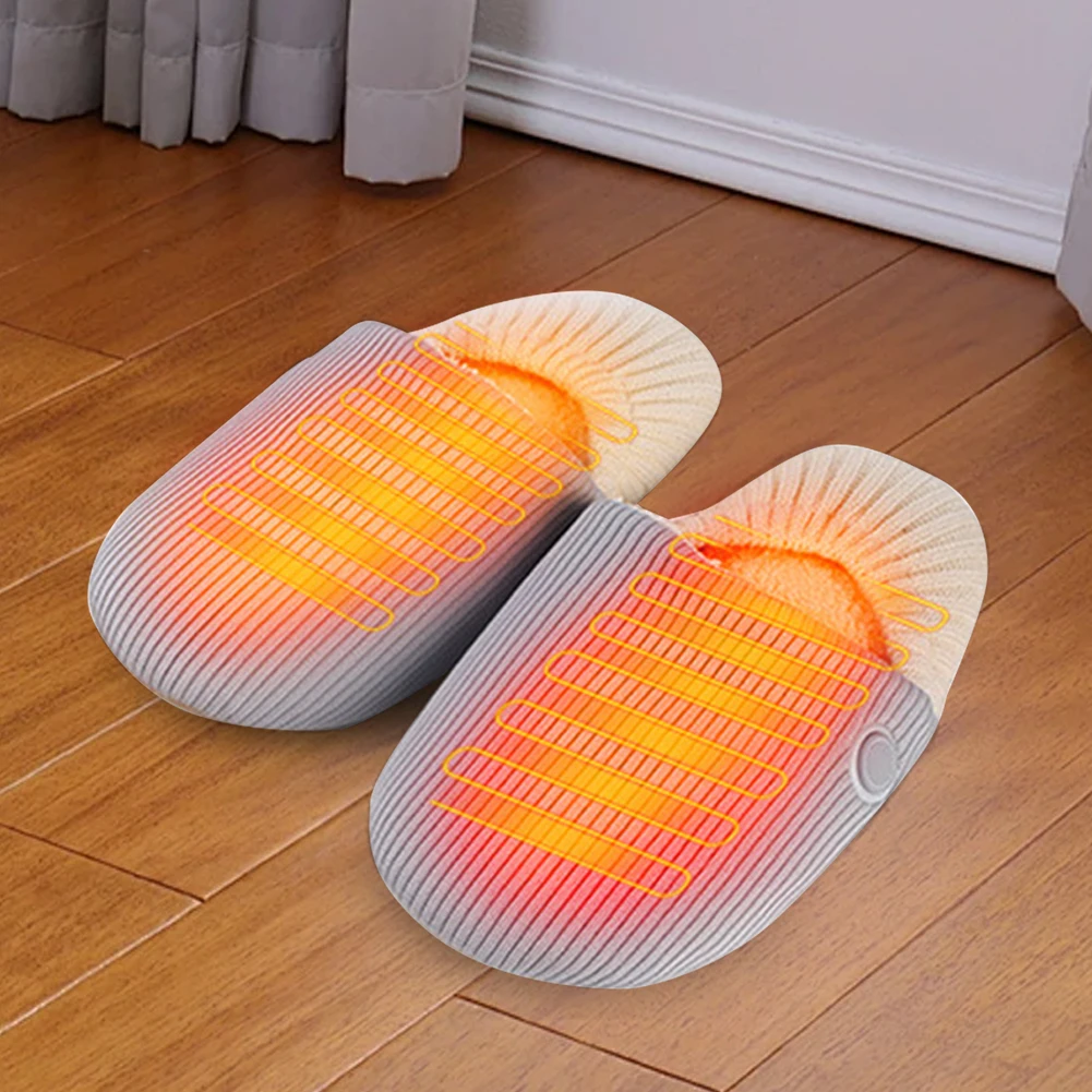 Unisex Electric Heating Shoes with 3 Heating Levels Foot Warmer Shoes Rechargeable Electric Thermal Slippers for Cold Winter