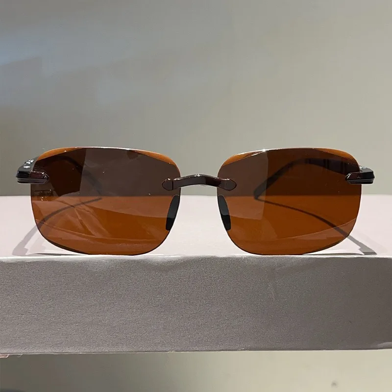 Fashion Pilot Sunglasses Men Luxury Brand Vintage Rimless Sun Glasses Flexible Frame Lightweight Eyewear Shades UV400 view 4
