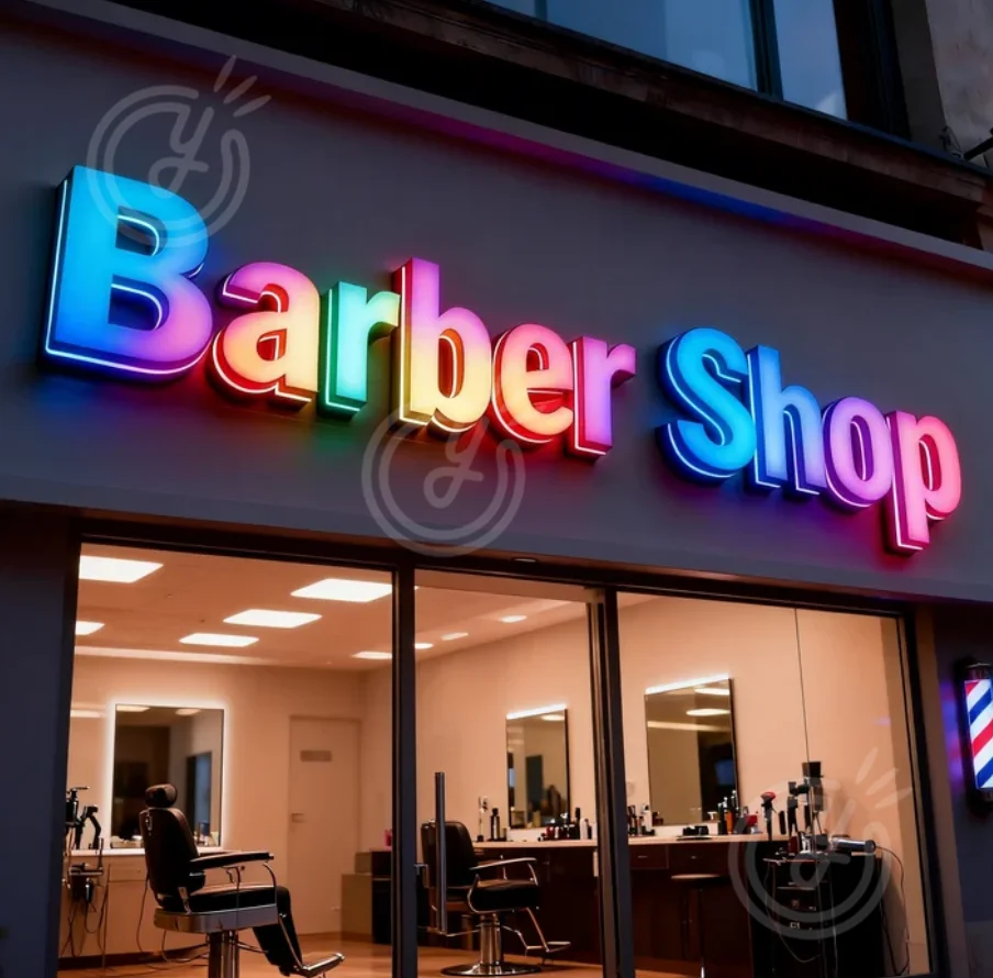 

Custom LED RGB Sign 3D Advertising Letter Sign Outdoor Illuminated Lighted Letter Logo for Business Barber Shop Company Signage