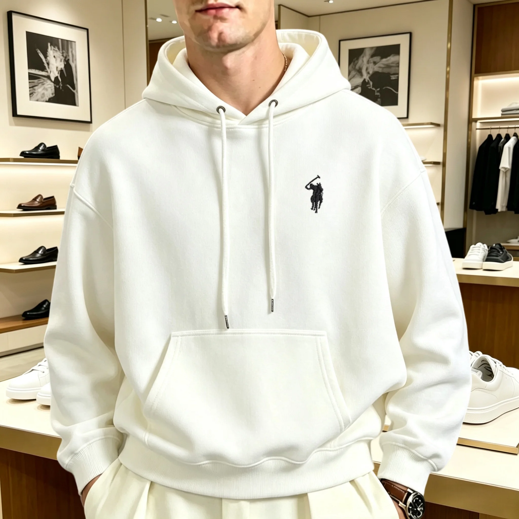 2026 schwergewichtiger koreanischer Stil lockerer Kapuzenpullover für Männer und Frauen, langärmelig, Herbst, hochwertige Marke, bestickter Boutique-Pullover – Detail 17