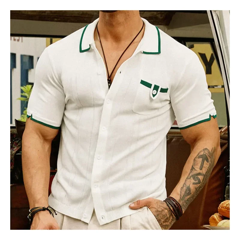 Camiseta informal de negocios para hombre, Polo de punto de manga corta, ropa de alta calidad, novedad de verano