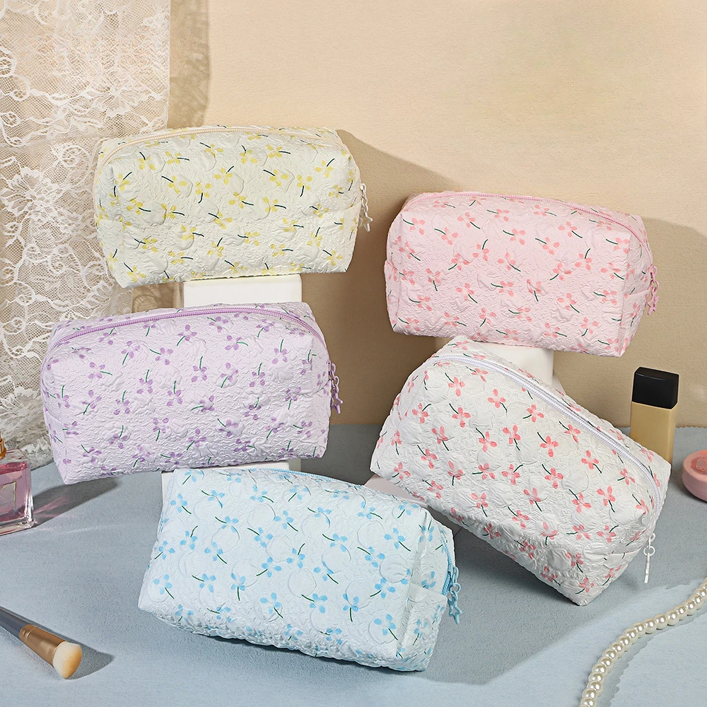 New Flower Pattern Women Makeup Bag Toiletries Cosmetic Organizer Zipper Bag Travel Wash Pouch Cosmetic Bag Female Make Up Bags