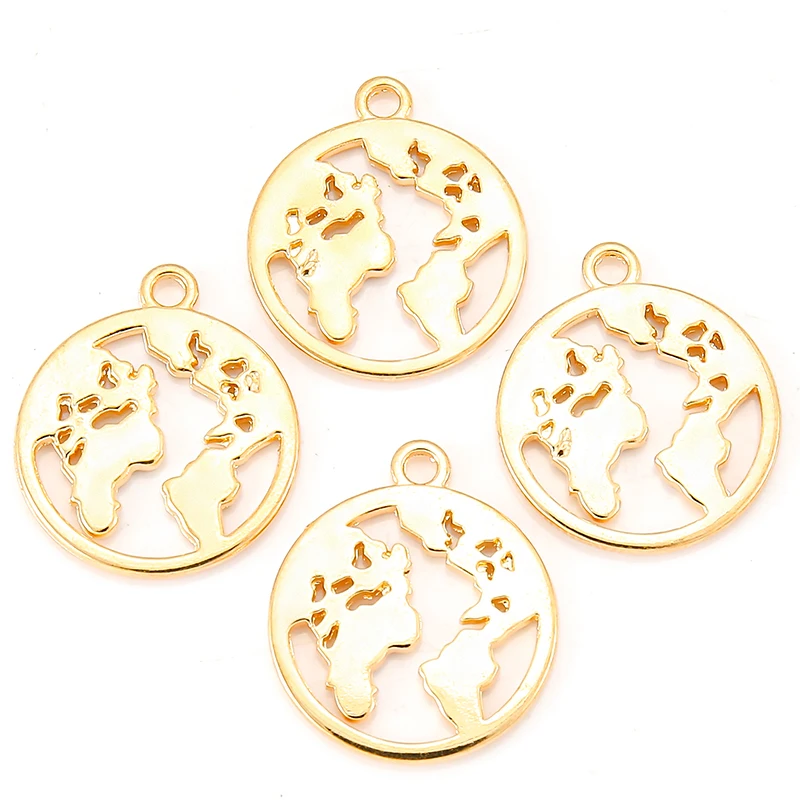 10pcs Charms Earth World Map Pendants Antique Jewelry Making DIY Handmade Craft 21x18mm L111