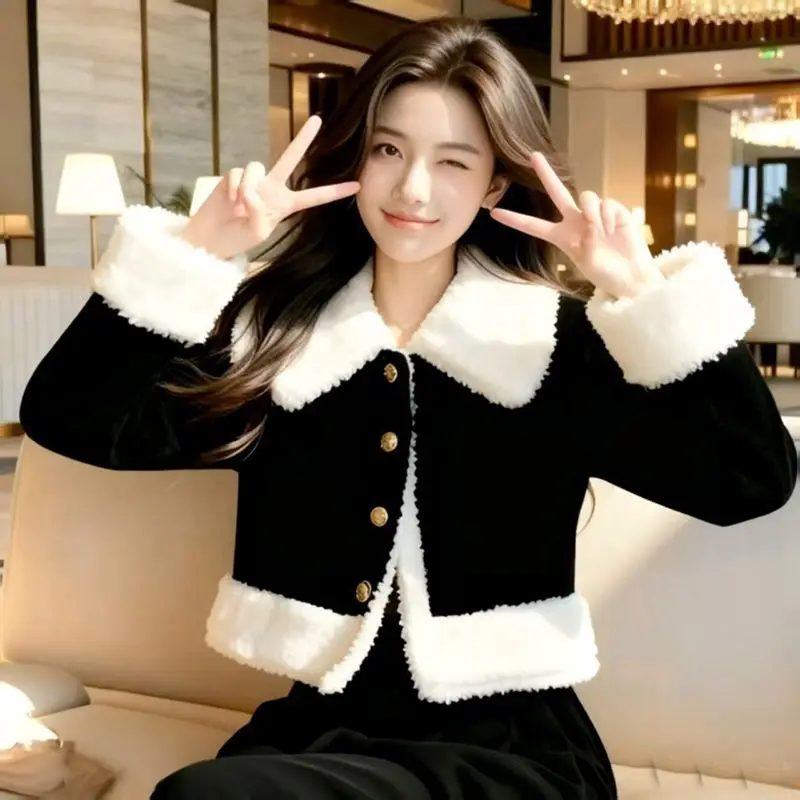 Autumn Winter 2026 New Fleece Jacket Women's Outwear Fashion Loose Unique Super Nice Lamb Wool Lapel Coat Tops