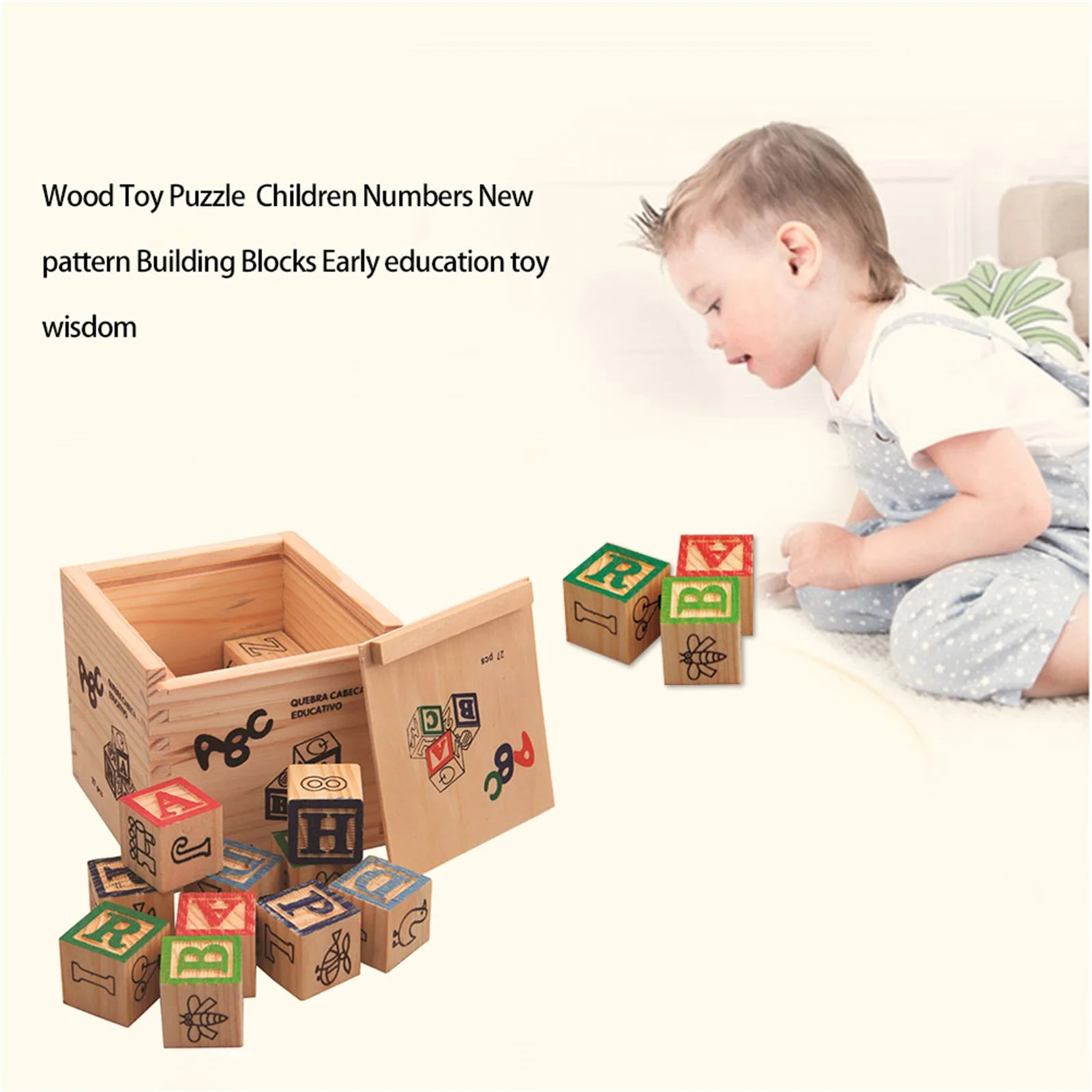 1 Box English Alphabet Blocks Montessori Wooden Educational Puzzle Kids Spell Practice Learning Letter Preschool Children Toys