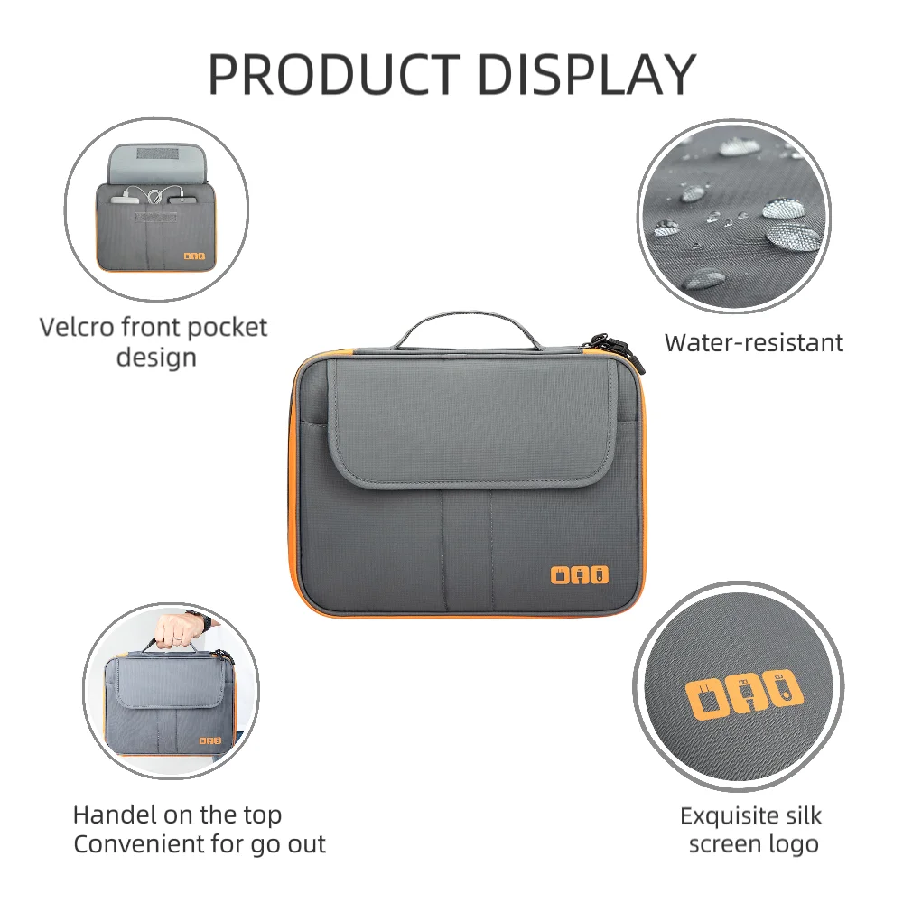 Electronics Organizer Case,Travel Cable Organizer Bag,Water Resistant Double Layers Pouch for Cable,Cord,iPhone,iPad,Power Bank