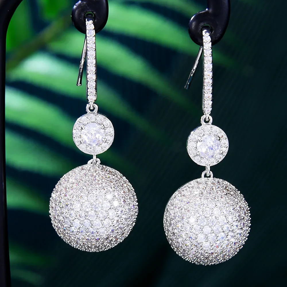 

Soramoore New Trendy Cute Round Dangle Earrings for Women Bridal Wedding Multicolor CZ Bijoux High Quality Brand Gorgeous Trendy