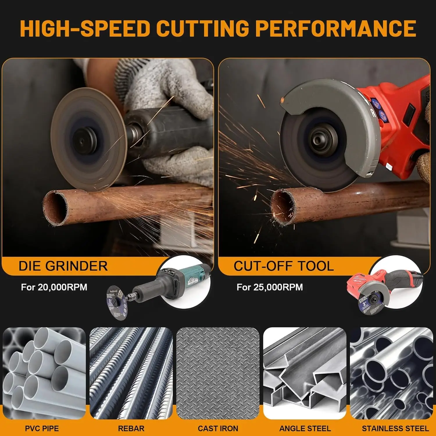 앵글 그라인더용 76mm 금속 절단 디스크, 9.5mm 보어 컷오프 휠, 스테인리스 스틸 샌딩 연삭 톱날 (금속용)