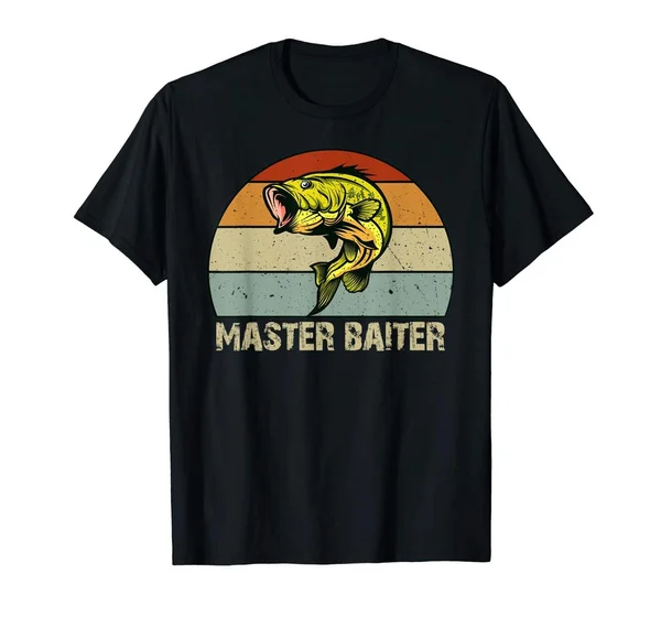 

Funny Bass Fishing Gifts for Dad Master Baiter Men Short Sleeve 100%Cotton T-Shirt
