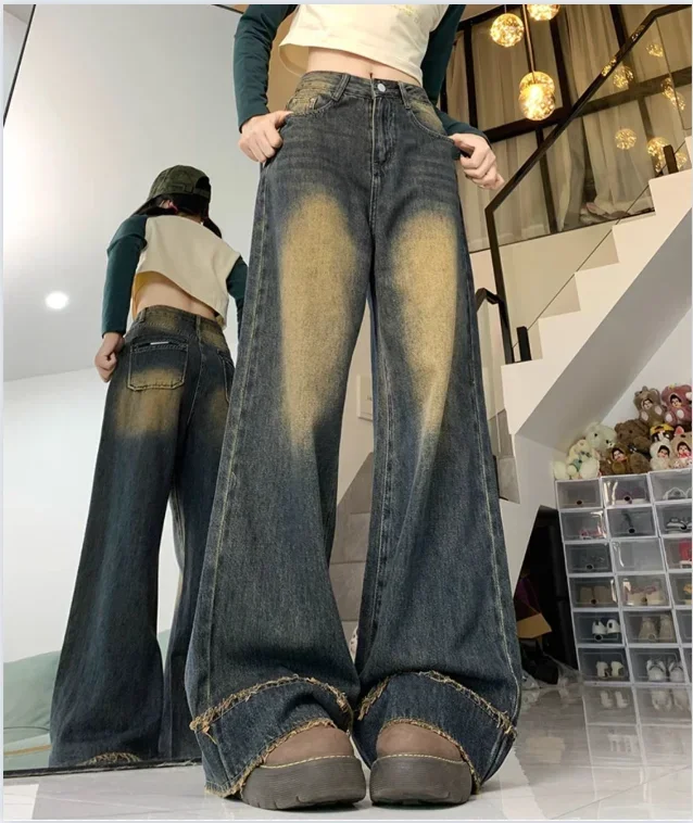 

Vintage Baggy Jeans for Women Autumn Winter New Straight Wide Leg Casual Pants Woman Y2K Streetwear Loose Fitting Jeans