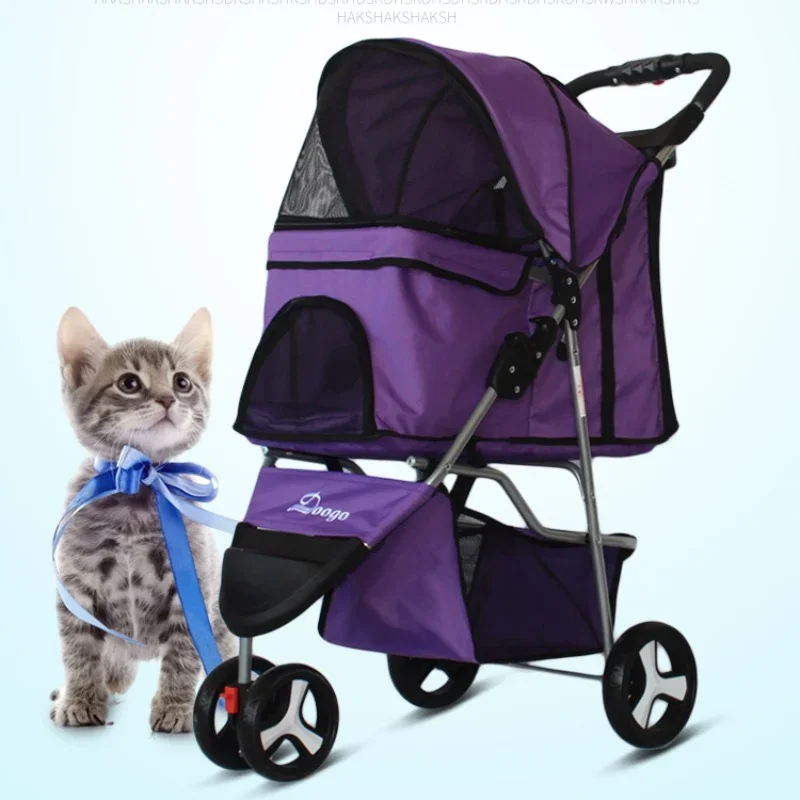 Lightweight Outing Small And Medium-sized Pet Stroller Four Seasons Universal Dog Cat Stroller Foldable Tricycle Cage Pet