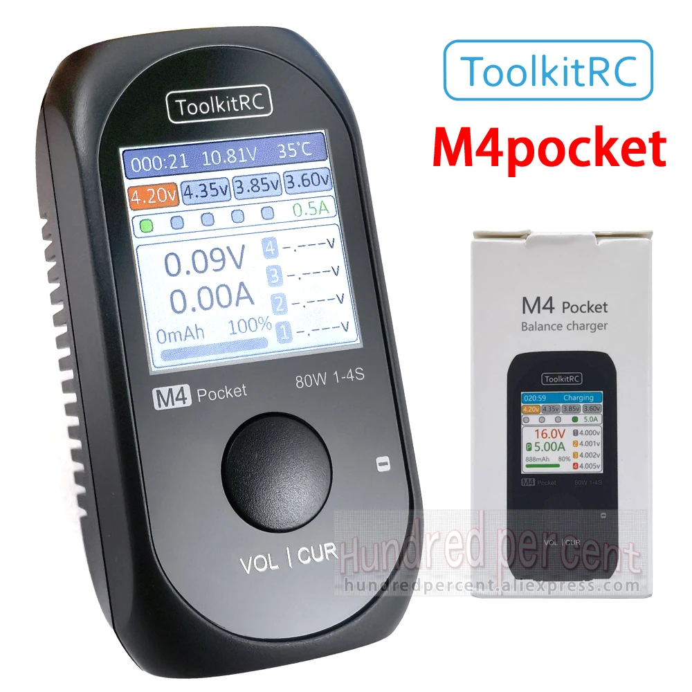 ToolkitRC M4Pocket V2 80W M4P 5A MINI Smart Compact Outdoors Charger USB-C XT30 XT60 Output For 1-4S Lipo LiHv LiFe Battery