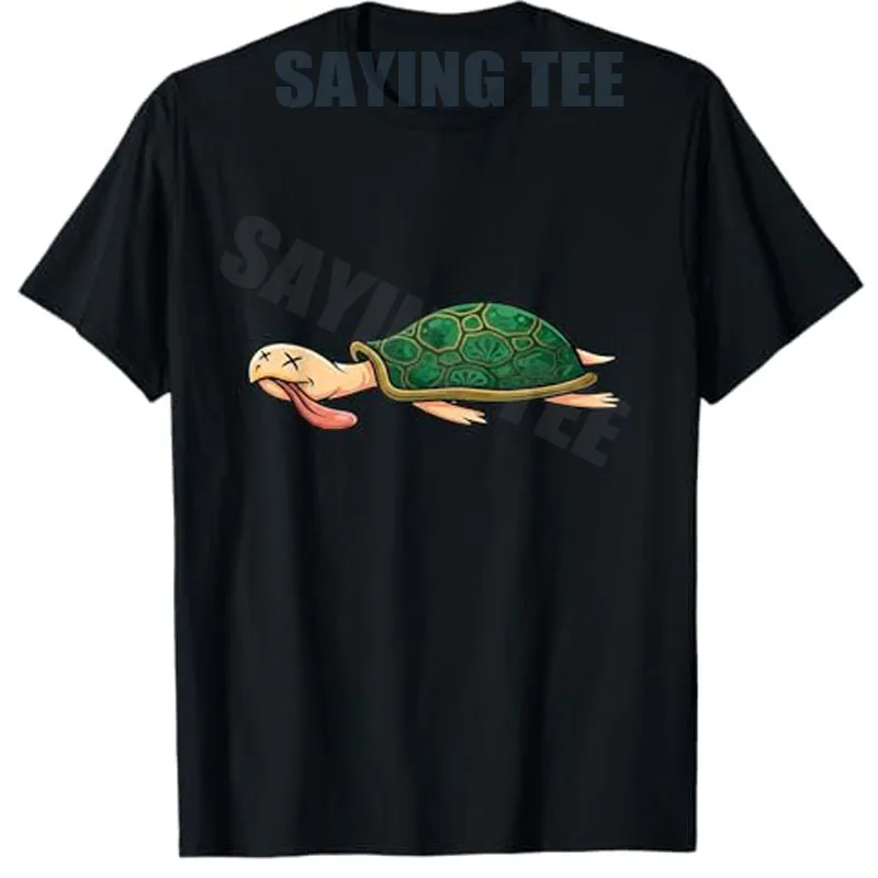 Lustiges Toten-Schildkröten-Meme Dunkler Humor Cartoon-Tier-T-Shirt Y2k Schildkröte mit Herausgestreckter Zunge Leblos Witziger Spruch T-Shirt Neuartiges Geschenk Frauengeschenke