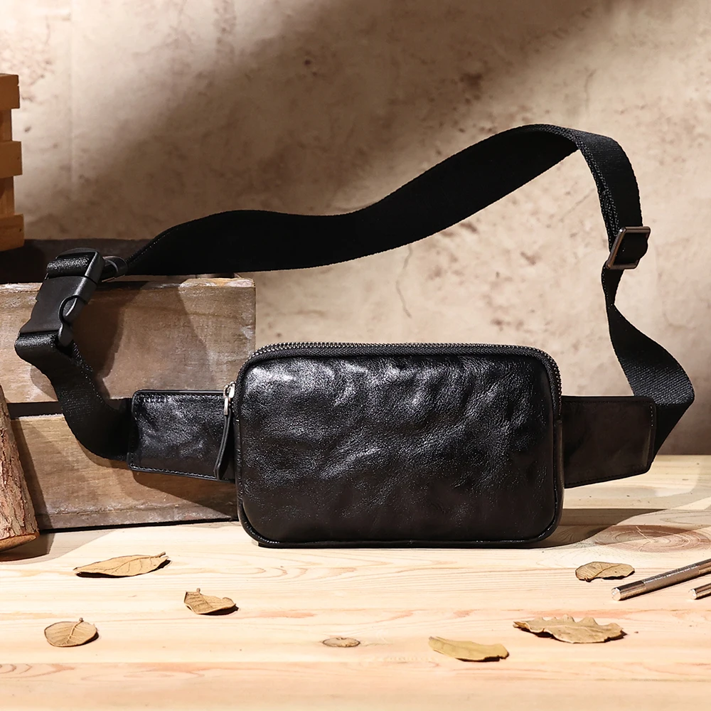 

Men's crossbody bag with vegetable tanned leather single shoulder crossbody bag genuine leather retro men's chest package